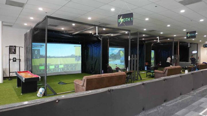 try our golf simulator and practice your swing.